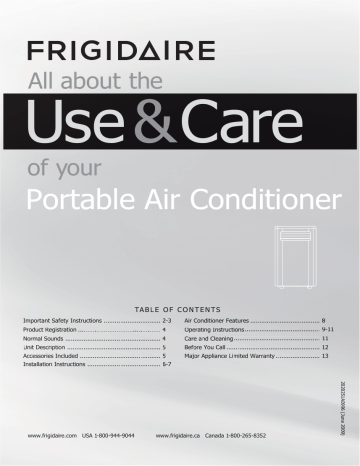 Frigidaire FFPA1022R1 Use & Care | Manualzz