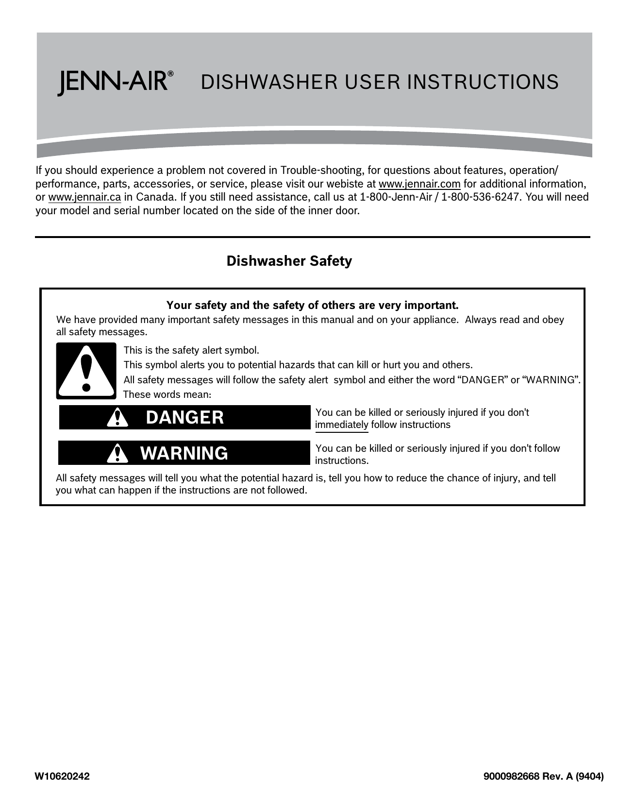 jenn air dishwasher starts then stops