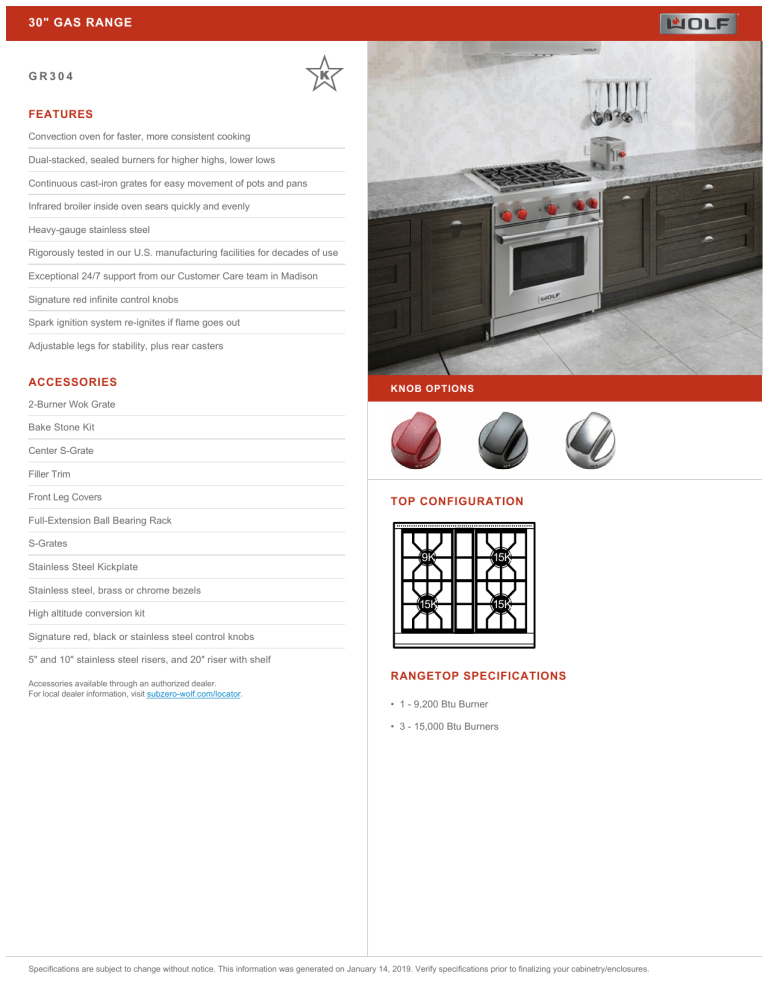 Wolf GR304LP Specification Manualzz