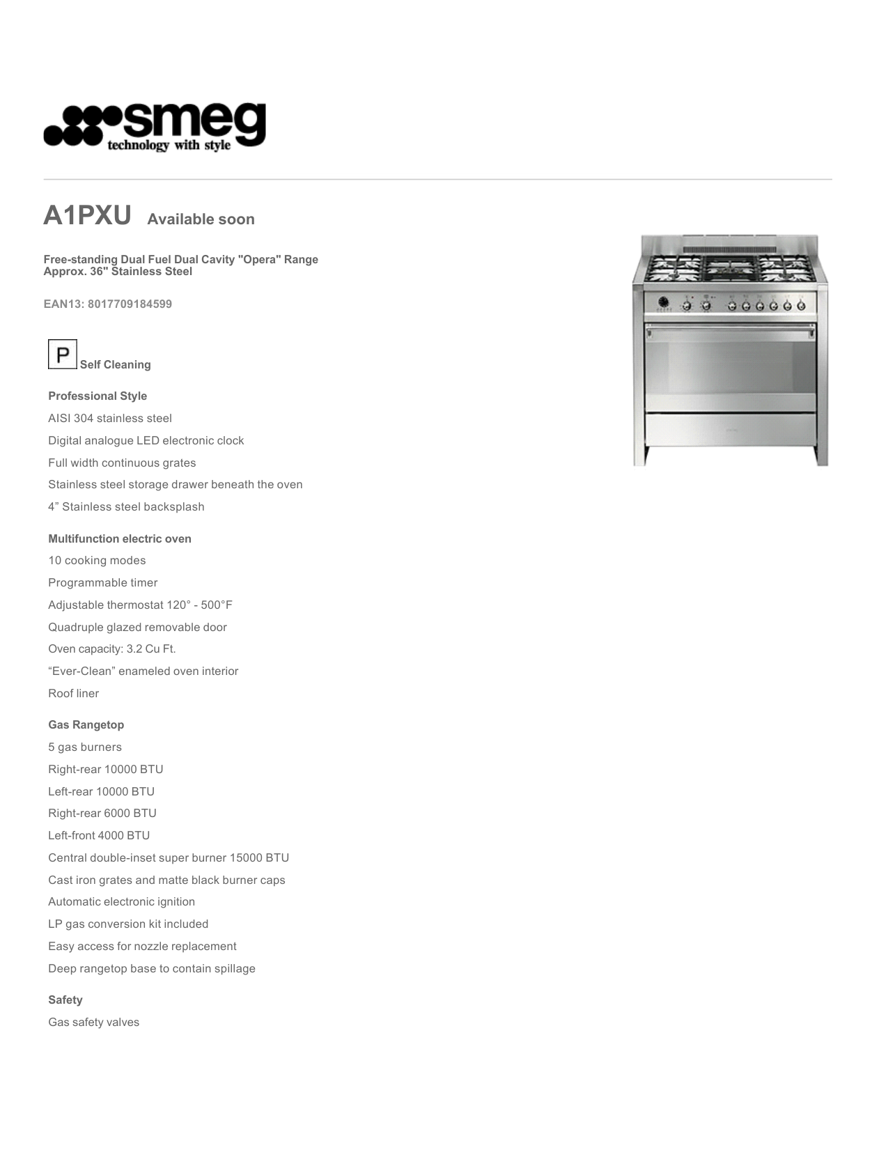 electric range btu