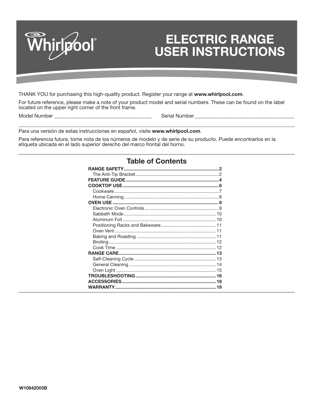 Whirlpool Wec310s0fb User Instructions Manualzz