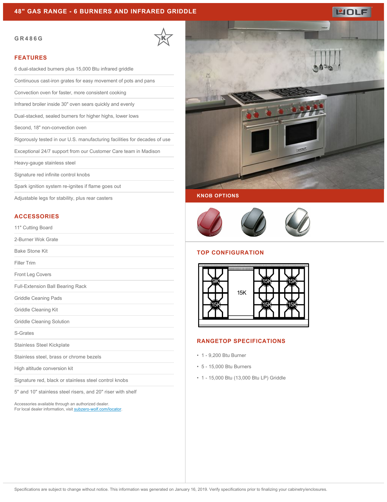 GR606DGLP by Wolf - 60 Gas Range - 6 Burners and Infrared Dual