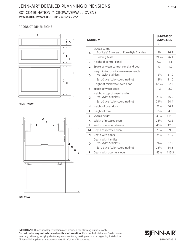 JennAir JMW3430DP, JMW2430DP, JMW2430DB User guide | Manualzz