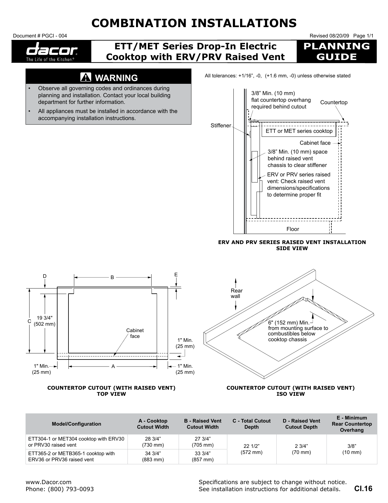 Dacor Erv48er Combined Configuration Drop In Electric Cooktop