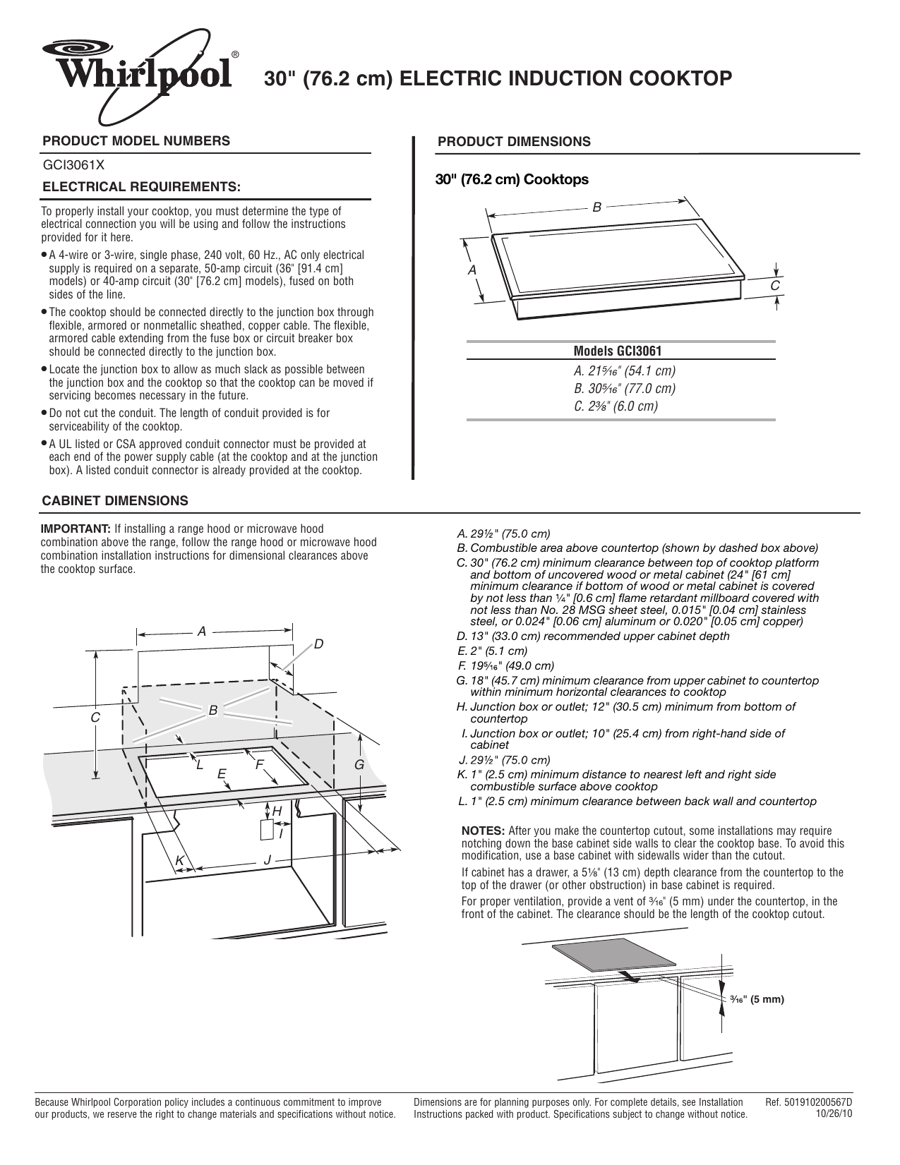 Whirlpool Gci3061xb Dimension Guide Manualzz