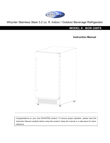 Whynter BOR-326FS User Manual | Manualzz