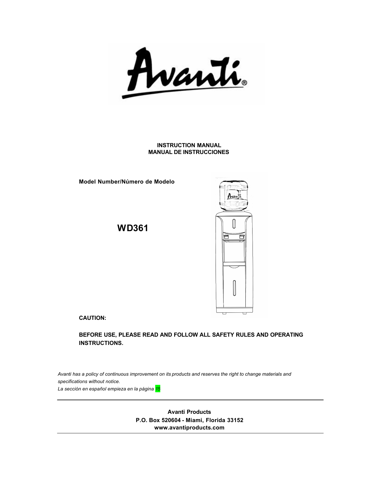 Avanti WD31EC 13 Inch Table Top Water Cooler for 2-, 3- or 5-Gallon Bottles  with Cup Holder