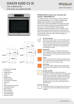 Whirlpool OAKZ9 6200 CS IX - Dôležitá informácia, Informácie o produkte,  Návod na obsluhu, Používateľská príručka, Safety Guide | manualzz.com
