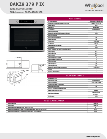 Whirlpool OAKZ9 379 P IX Product data sheet | Manualzz