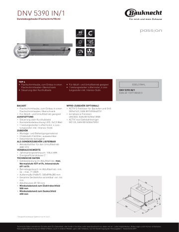 Whirlpool DNV 5390 IN/1 Product data sheet | Manualzz