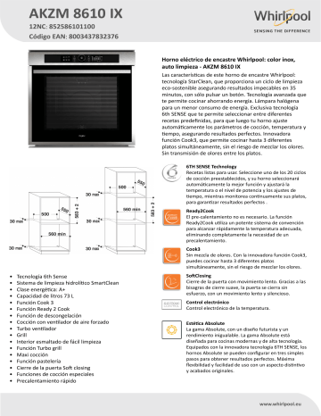 Whirlpool AKZM 8610 IX Product data sheet | Manualzz