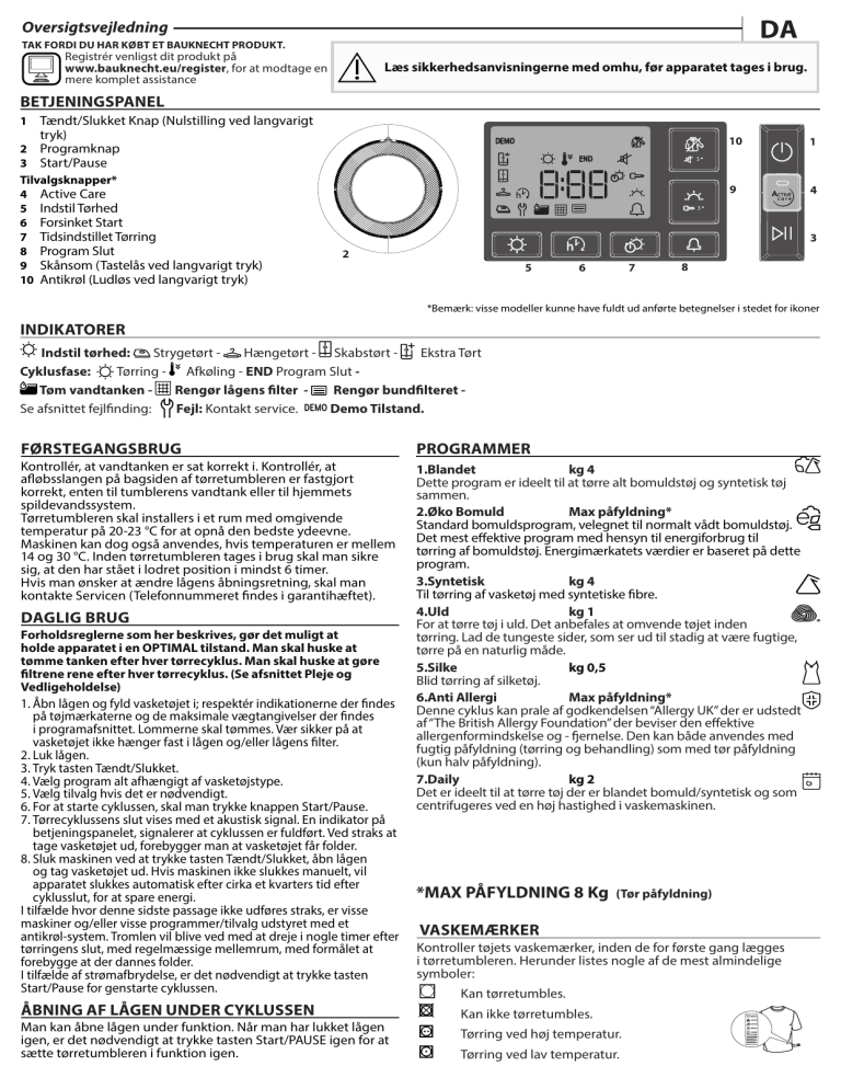 Bauknecht T Soft M11 82wk De Bedienungsanleitung Bauknecht T Soft M11 82WK DE User guide | Manualzz
