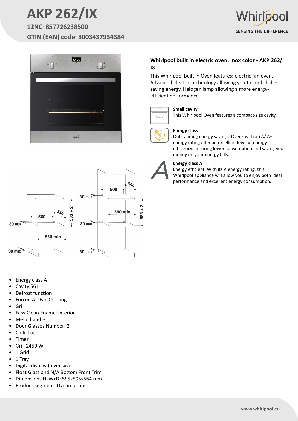 Whirlpool akp262/ix akp262 akp262/1x Grill Oven Element 