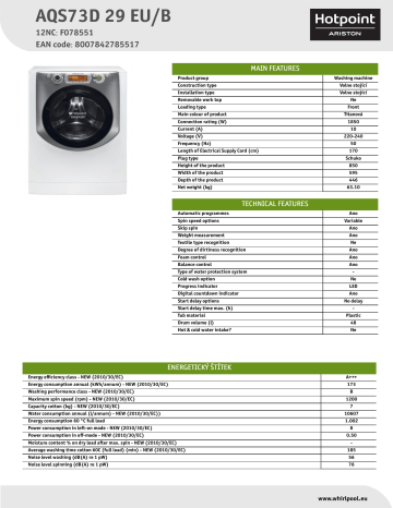 Whirlpool AQS73D 29 EU/B Product data sheet | Manualzz