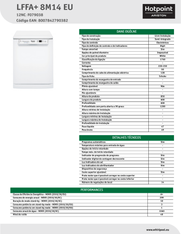 Whirlpool LFFA+ 8M14 EU Product data sheet | Manualzz