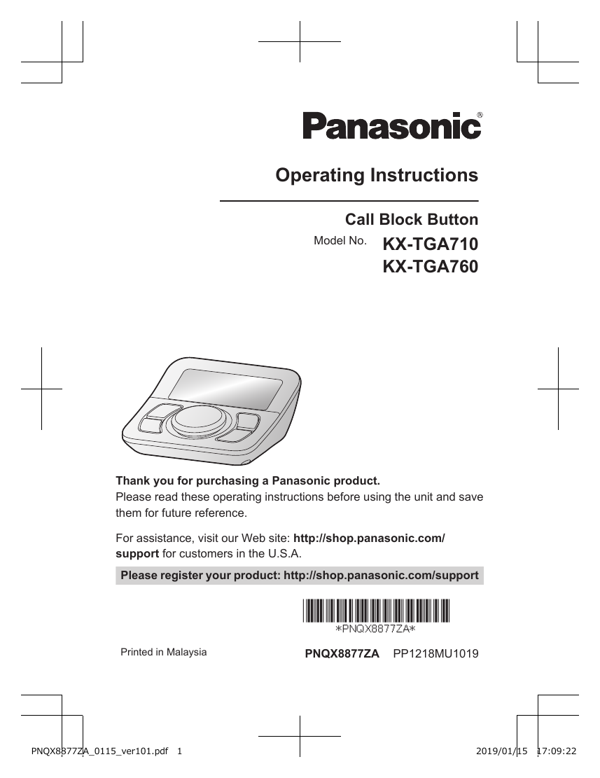 Panasonic KXTGA710 Operating Instructions | Manualzz