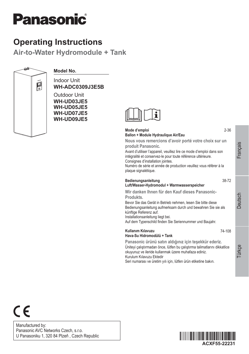 Panasonic Whadc0309j3e5b Operating Instructions Manualzz