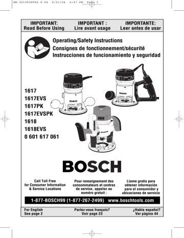 Bosch Power Tools Router 1617 User manual | Manualzz