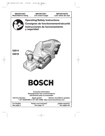 Bosch Power Tools Planer 53514 User manual | Manualzz
