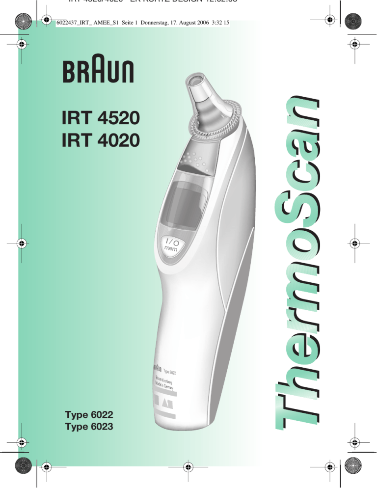 Braun Thermometer 6022 User manual Manualzz