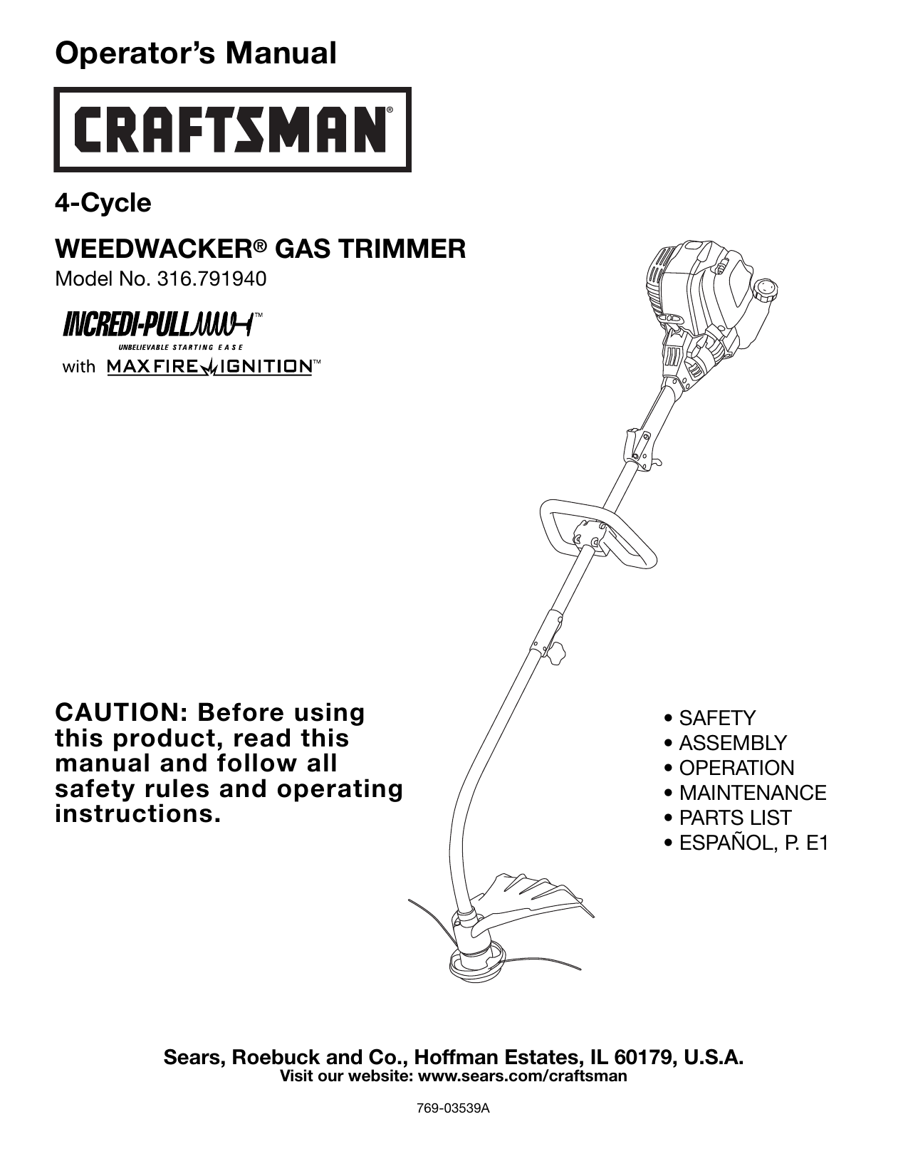 Craftsman weedwacker model 316 parts