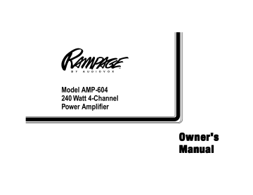 Audiovox Stereo Amplifier AMP-604 Owner's Manual | Manualzz