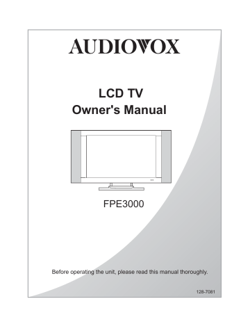 Audiovox Flat Panel Television FPE3000 User manual | Manualzz