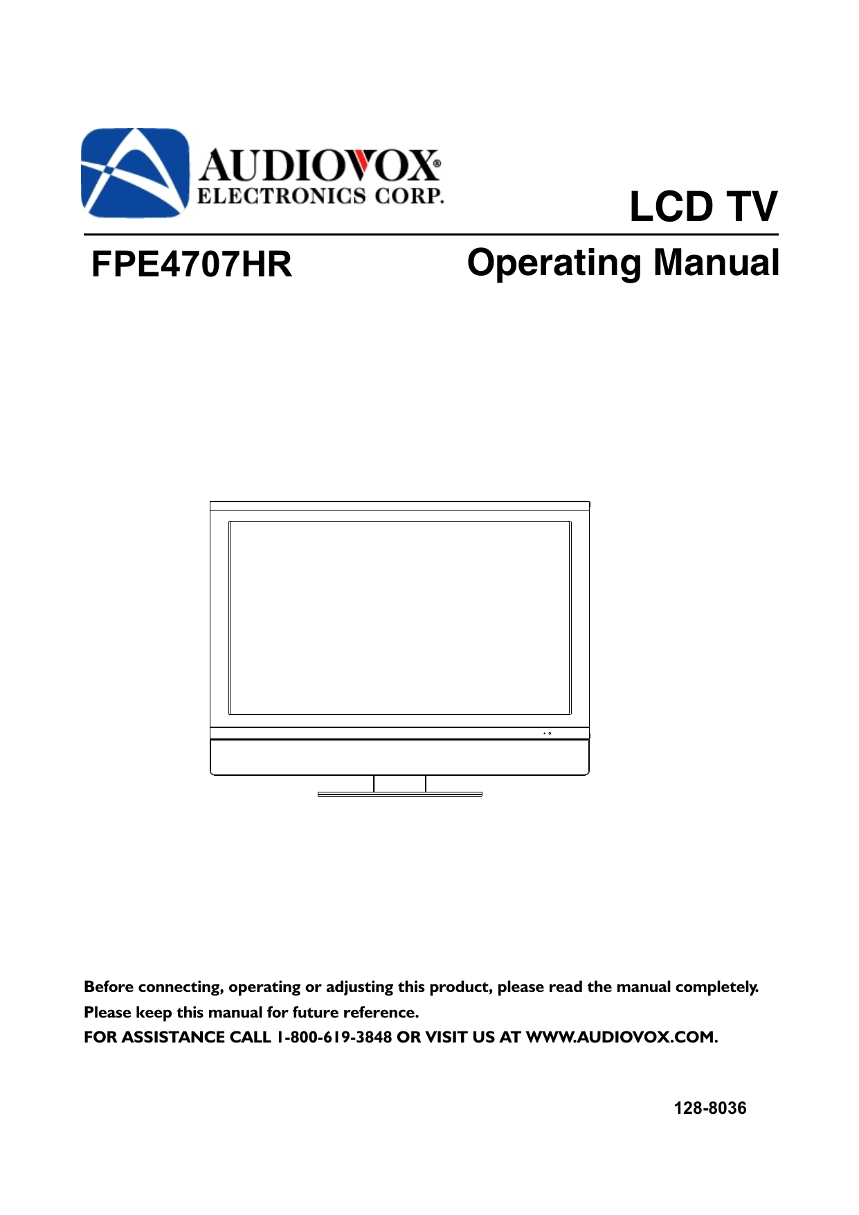 Audiovox Flat Panel Television Fpe4707hr User Manual Manualzz