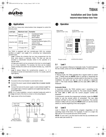 Aube Technologies Outdoor Timer Ti044 User Manual Manualzz