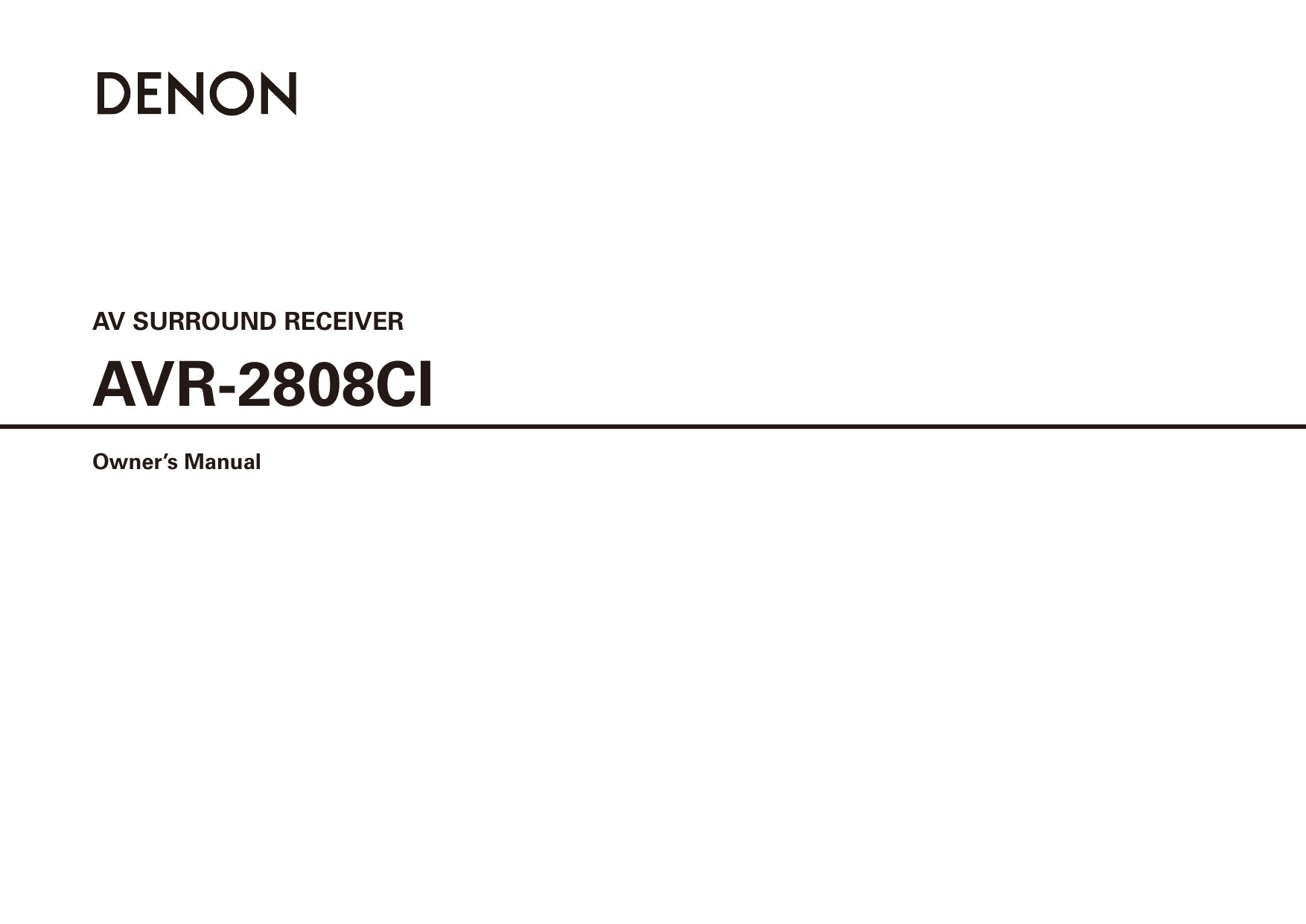 Denon Stereo System Avr 2808ci User Manual Manualzz