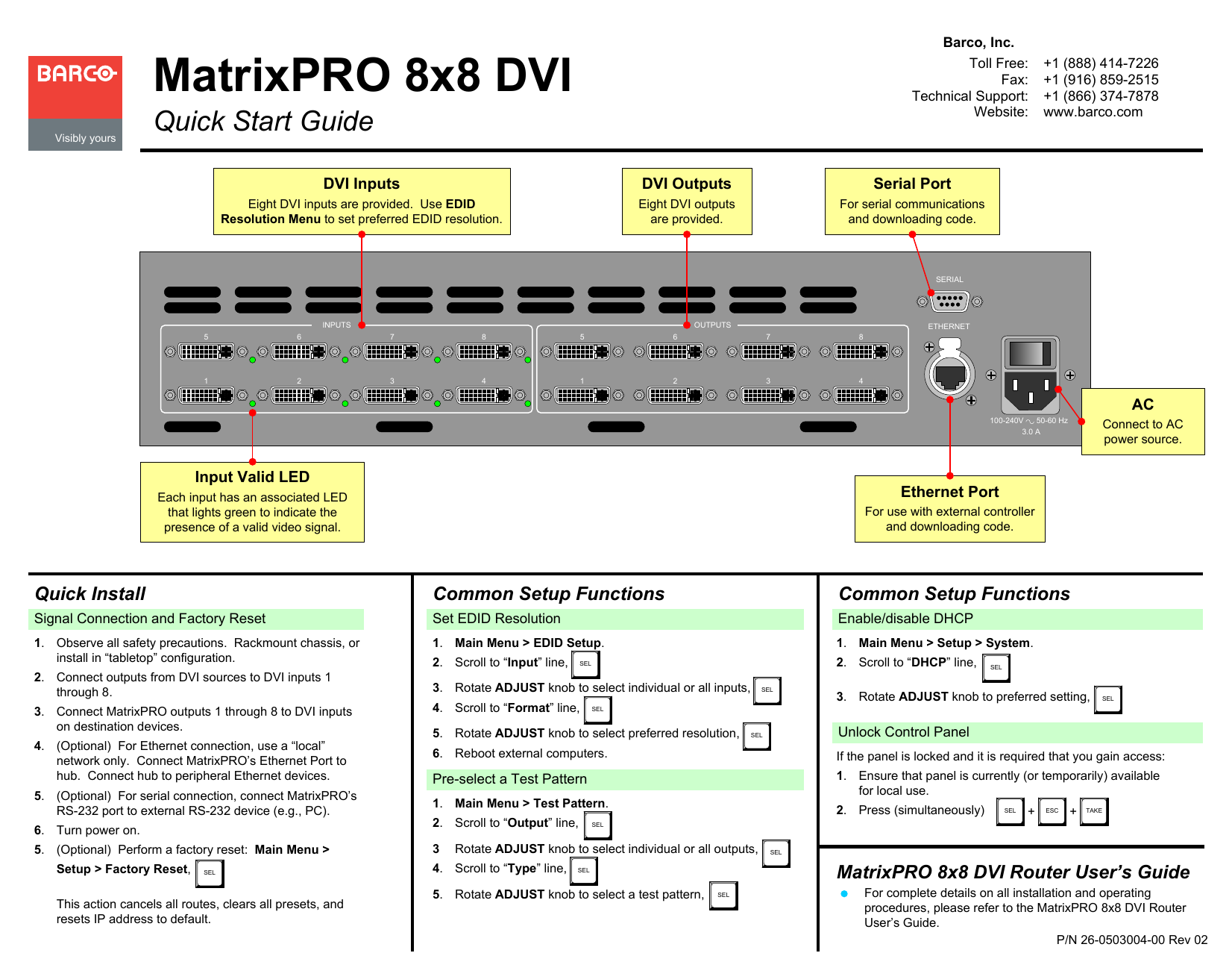 Barco Switch Matrix Pro 8*8 DVI User Manual | Manualzz.com