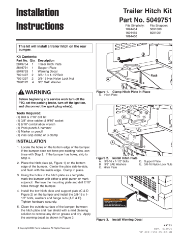 Ferris Industries Automobile Accessories 5049751 Installation instructions | Manualzz