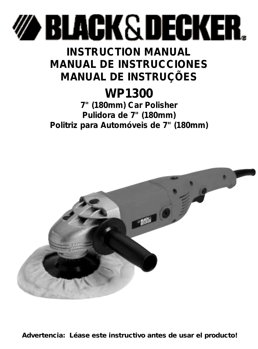 Black Decker Automobile Accessories WP1300 User manual Manualzz