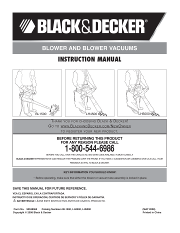 BLACK & DECKER BL1250MRG USE AND CARE MANUAL Pdf Download