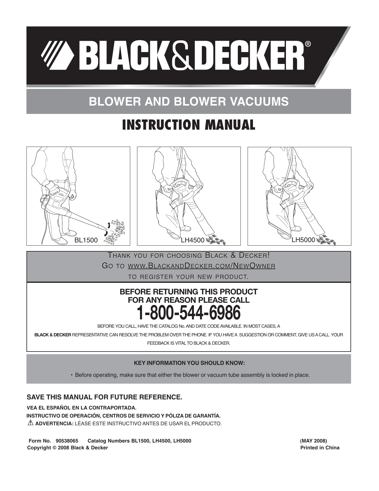 Black Decker Blower BL1500 User manual Manualzz