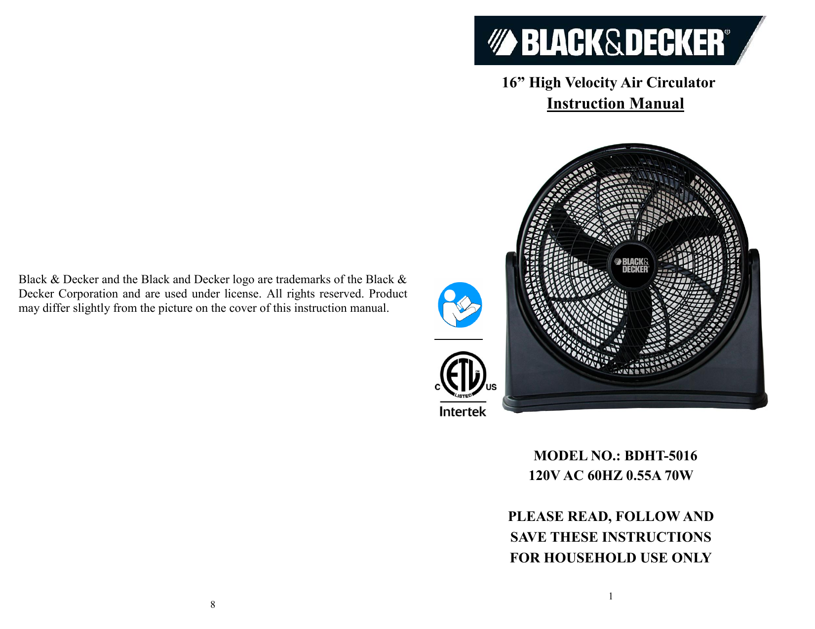 BLACK+DECKER BDP-700 6 Personal Metal Fan