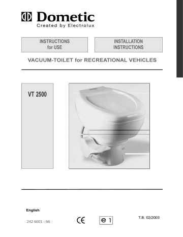 Inlet valve Dometic VT2500 Vacuum Toilet 
