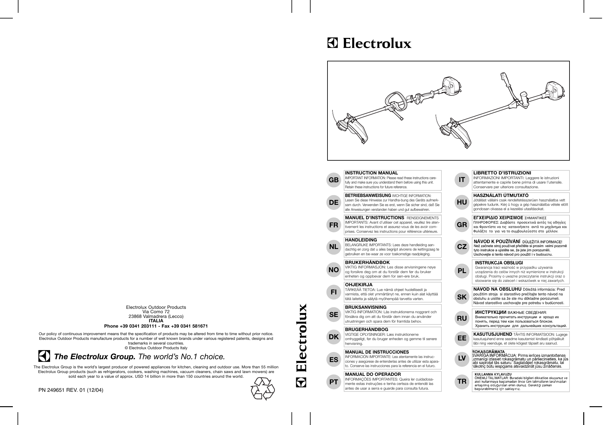 Electrolux Trimmer 249651 User manual 