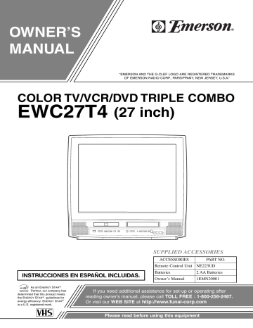 Emerson TV VCR Combo EWC27T4 User manual | Manualzz