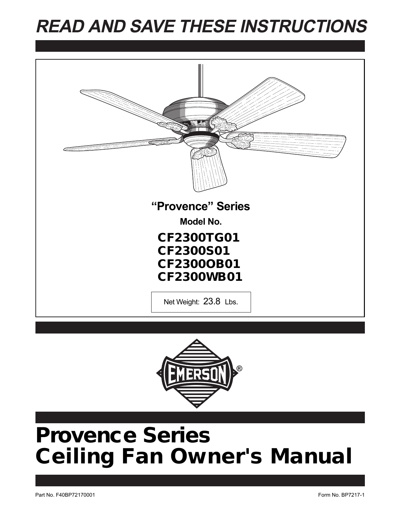 Emerson Fan Cf2300ob01 User Manual Manualzz Com