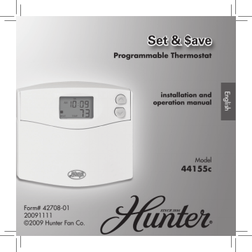 Hunter Fan Thermostat 44155c User, Hunter 44157 Thermostat Wiring Diagram