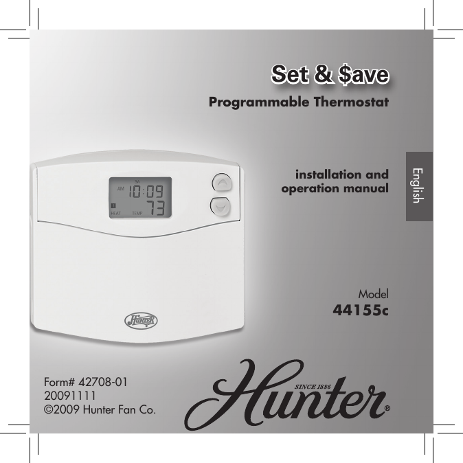 Hunter Fan Thermostat 44155c User Manual Manualzz Hunter Fan Thermostat 44155c User, Hunter 44157 Thermostat Wiring Diagram