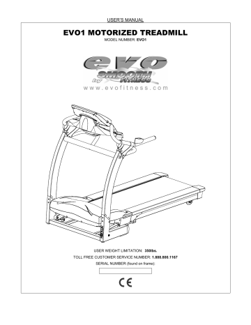 Evo Fitness Treadmill EVO1 User Manual - Download & Read Online | Manualzz