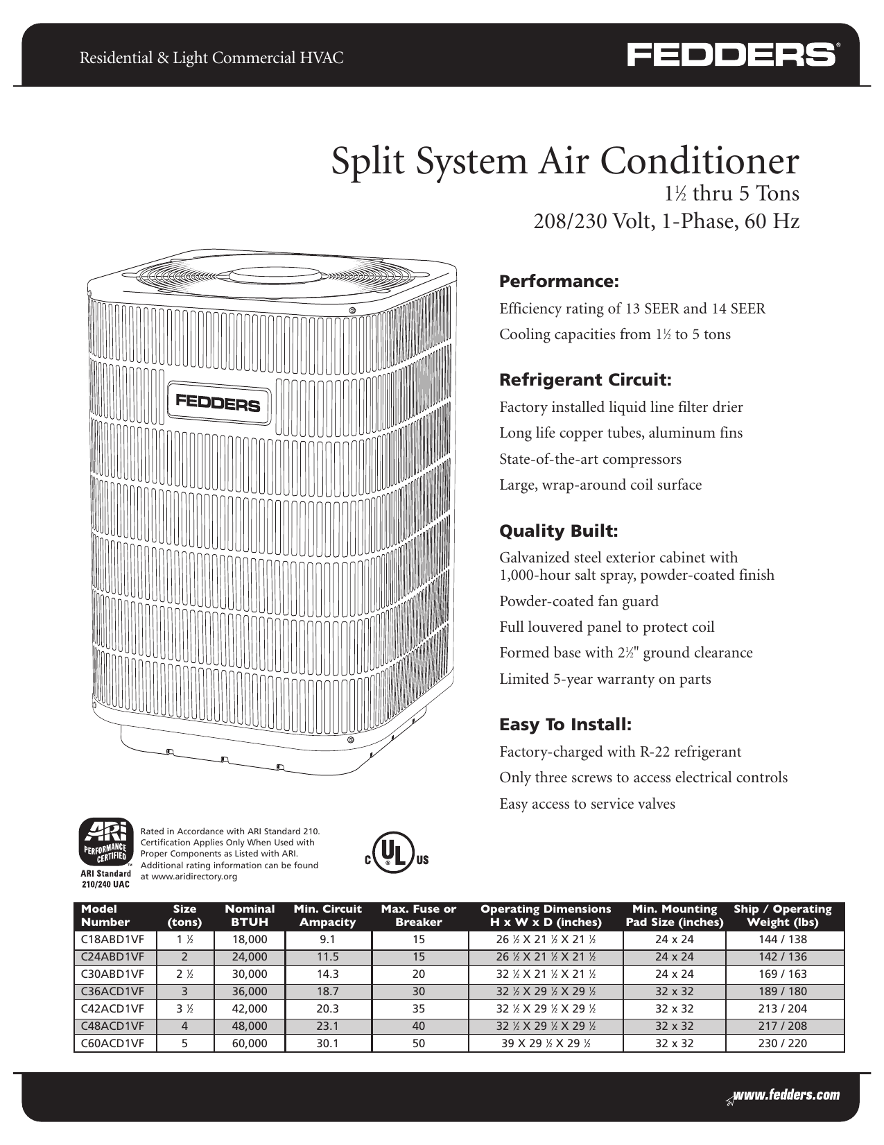 Fedders Air Conditioner C30abd1vf User Manual Manualzz