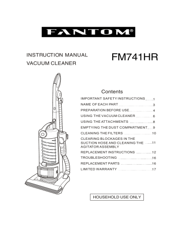 Fantom Vacuum Vacuum Cleaner FM741HR Instruction manual | Manualzz