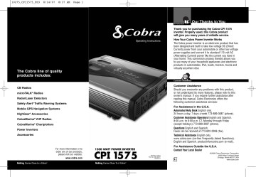 Cobra Electronics Welding System CPI 1575 User manual | Manualzz