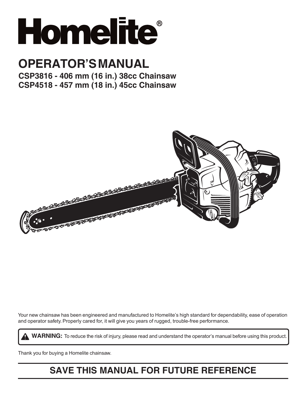 Homelite Chainsaw Csp4518 User Manual Manualzz