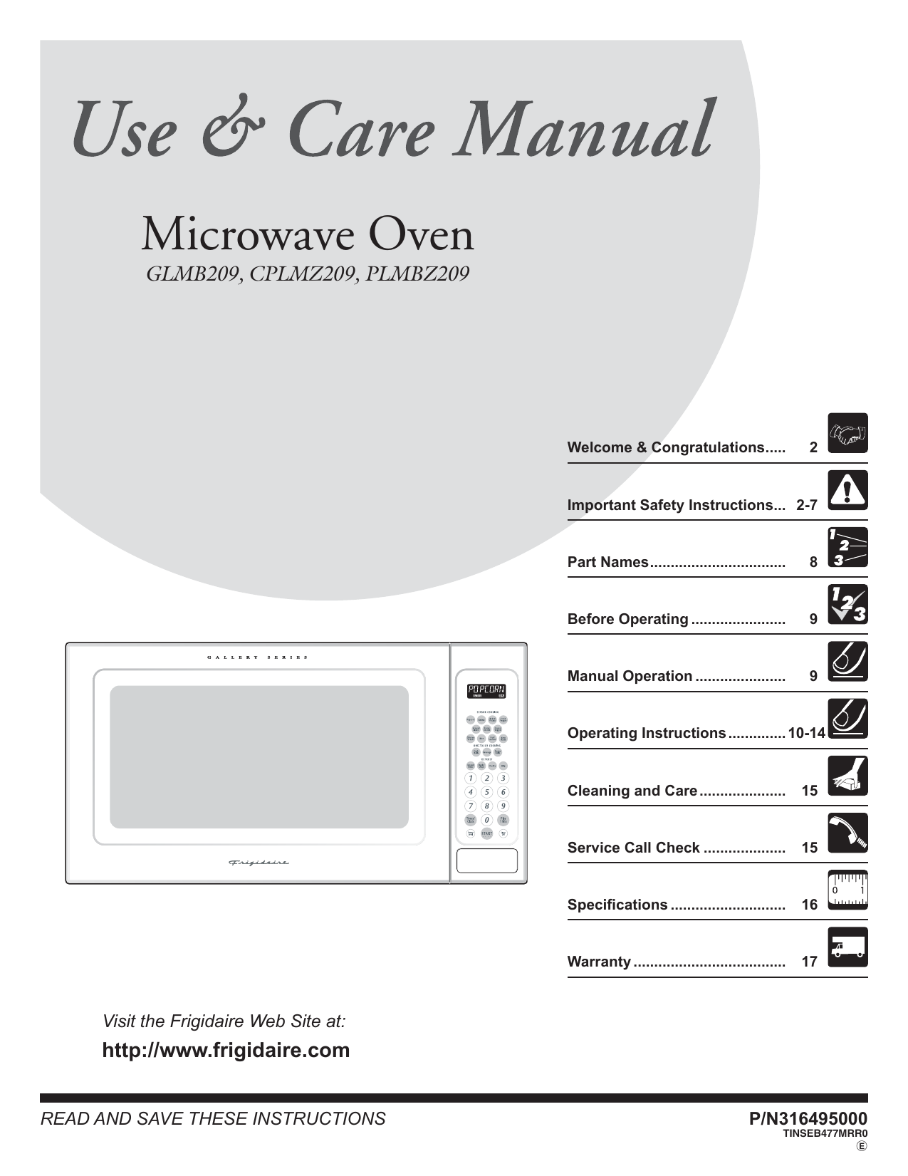 Frigidaire Plmbz209gc Plmbz209 Microwave Oven Cplmz209 Glmb209 Cplmz209 User Manual Manualzz