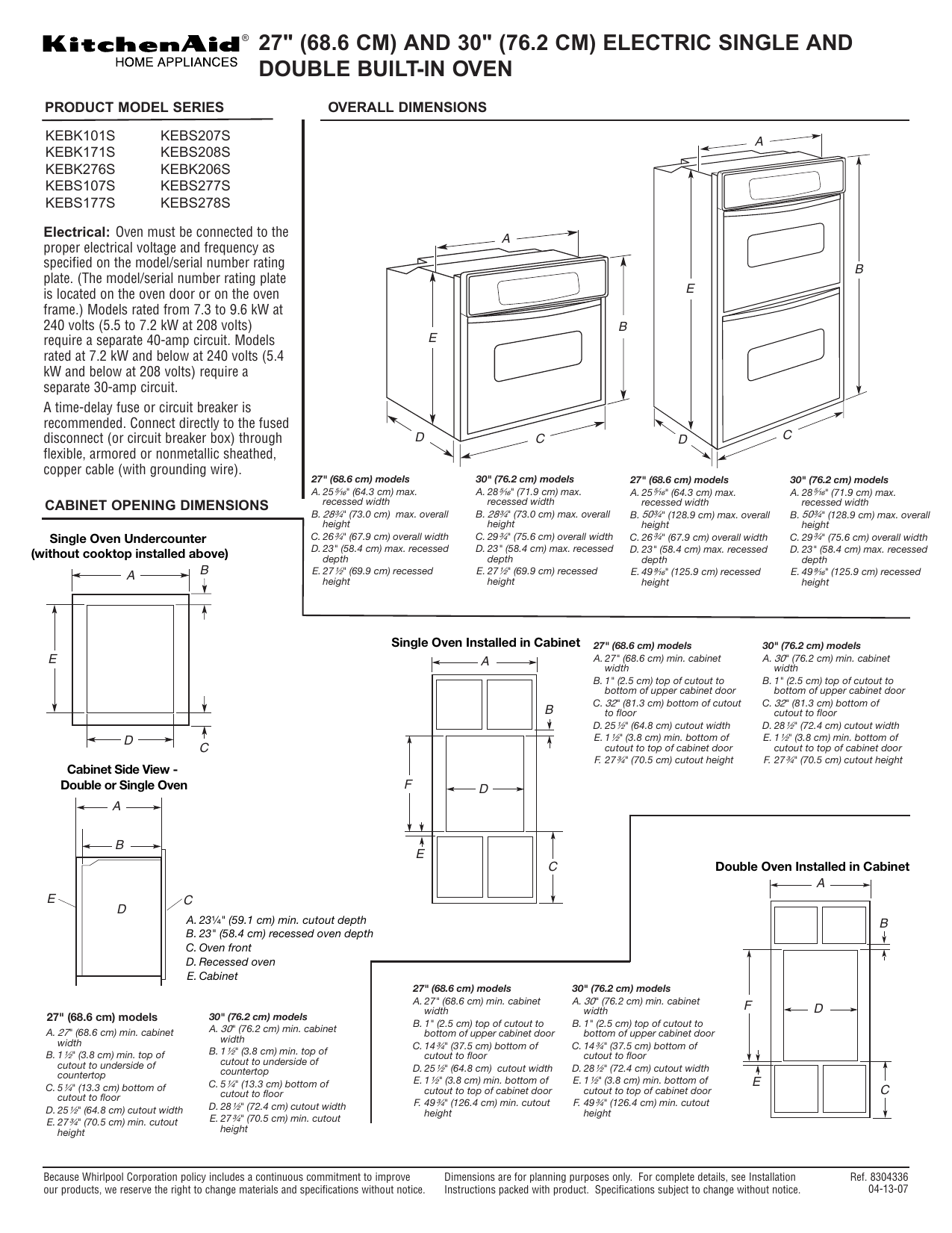 Kitchenaid Double Oven Kebk206s User Manual Manualzz Com