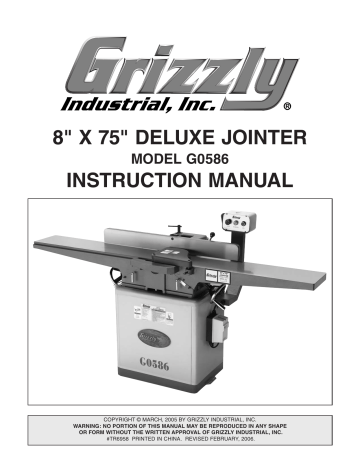 Grizzly Planer G0586 User manual | Manualzz